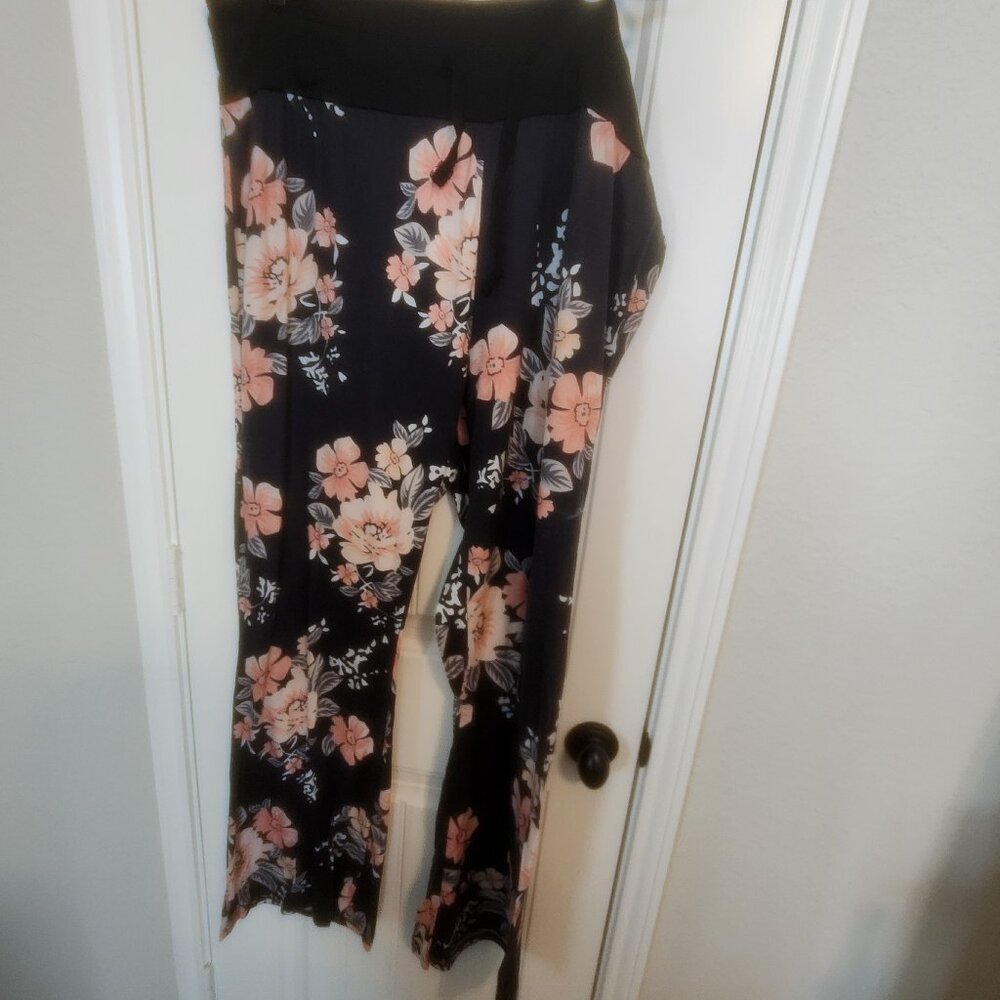HDE Womens Pajama Pants Wide Leg Sleepwear Pant Pink Black Pastel Floral 3XL